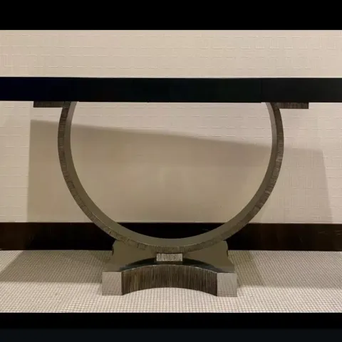Villiers Omega Console Table with bespoke black Wedge Wood Desk Top.