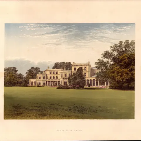 Danesfield House Marlow Bucks Gilt-Edge Coloured Antique Book Plate.