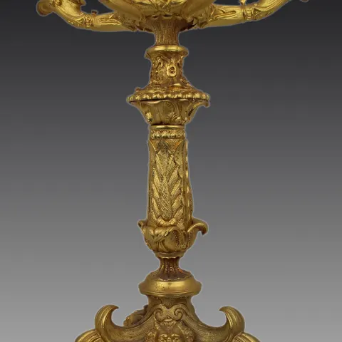 Mid-19th Century French Gilt Bronze Five-Light Candelabrum with Classical Motifs