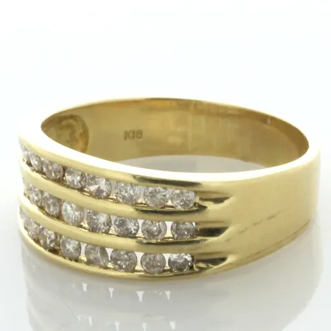 18ct Yellow Gold Three Row Diamond Ring 0.80 Carats