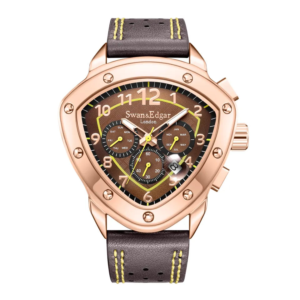 Swan & Edgar Hand Assembled Emblem Automatic Rose Brown Watch - FREE DELIVERY & 5 YEAR WARRANTY