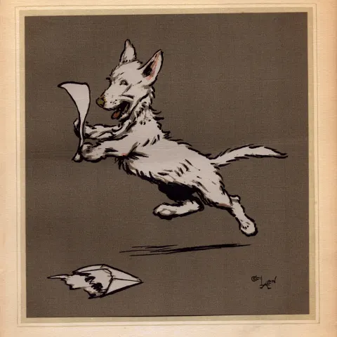 Cecil Aldin Merry Party Rare Antique Book Plate “Opening The Mail”.