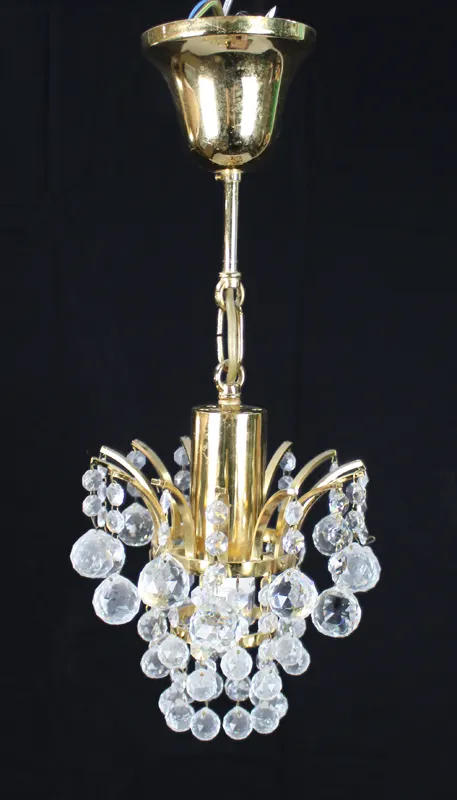 Fine Vintage Crystal Gold Plated Single Light Chandelier