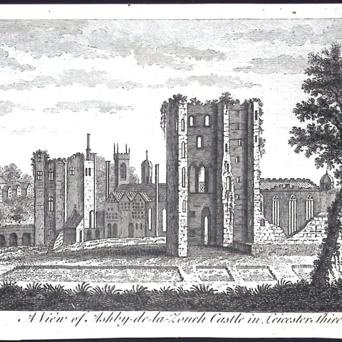 Ashby-De-La-Zouch Castle Rare Georgian Copper Antique 1776 Engraving-143.
