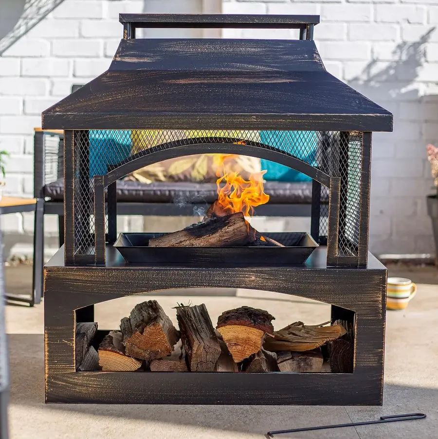 (181/Mez/1D) RRP £150. La Hacienda Camino Wood Burner. Integrated Log Store. Durable Steel Construc