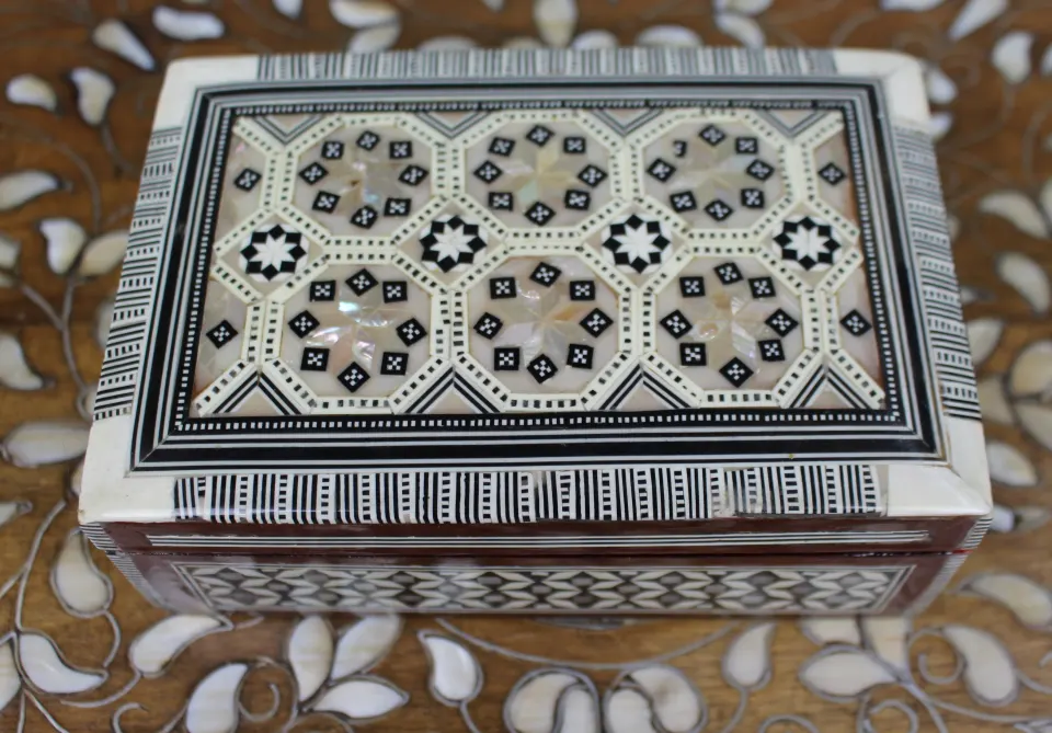 Decorative Inlaid Mother-of-Pearl and Bone Box