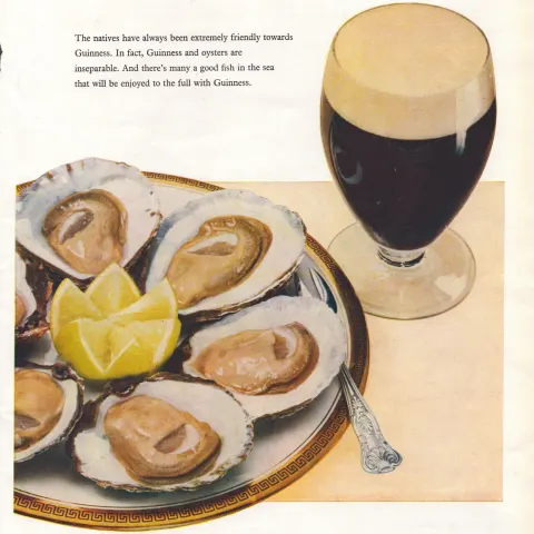 Original 65-Year-Old 1959 Guinness Print Plate of Oysters– GE 3167   #-6.