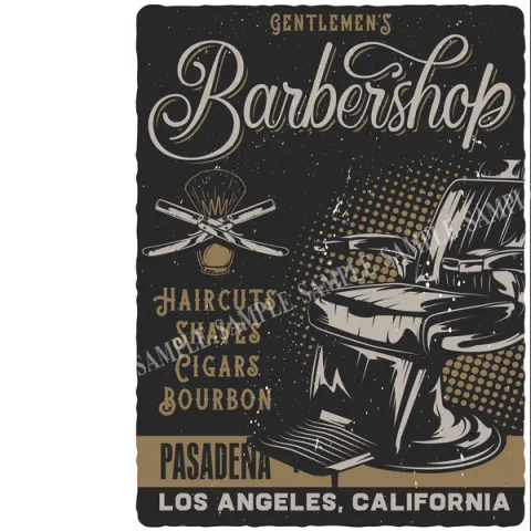 Barber Shop-Cut Throat Shave- Beard Trim-Haircut Metal Wall Art-3