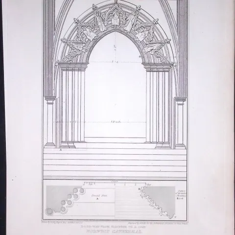 Norwich Cathedral Norfolk 190 Years-Old John Britton Antique Steel Engraving-184