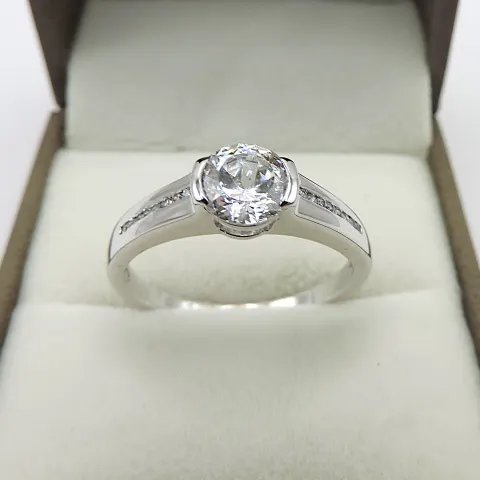 Sterling Silver 2.25 Carat CZ Solitaire Ring New With Gift Pouch