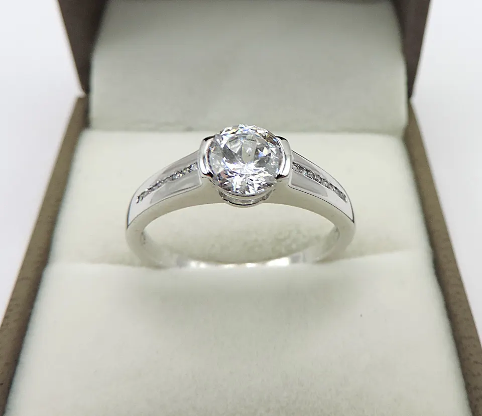 Sterling Silver 2.25 Carat CZ Solitaire Ring New With Gift Pouch