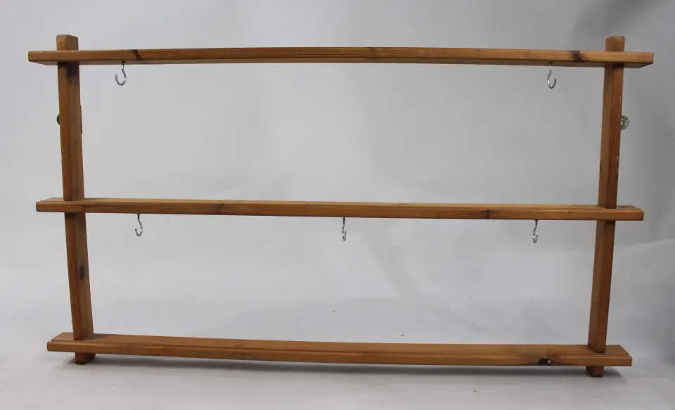 Vintage Pine Wall Hanging Plate Rack
