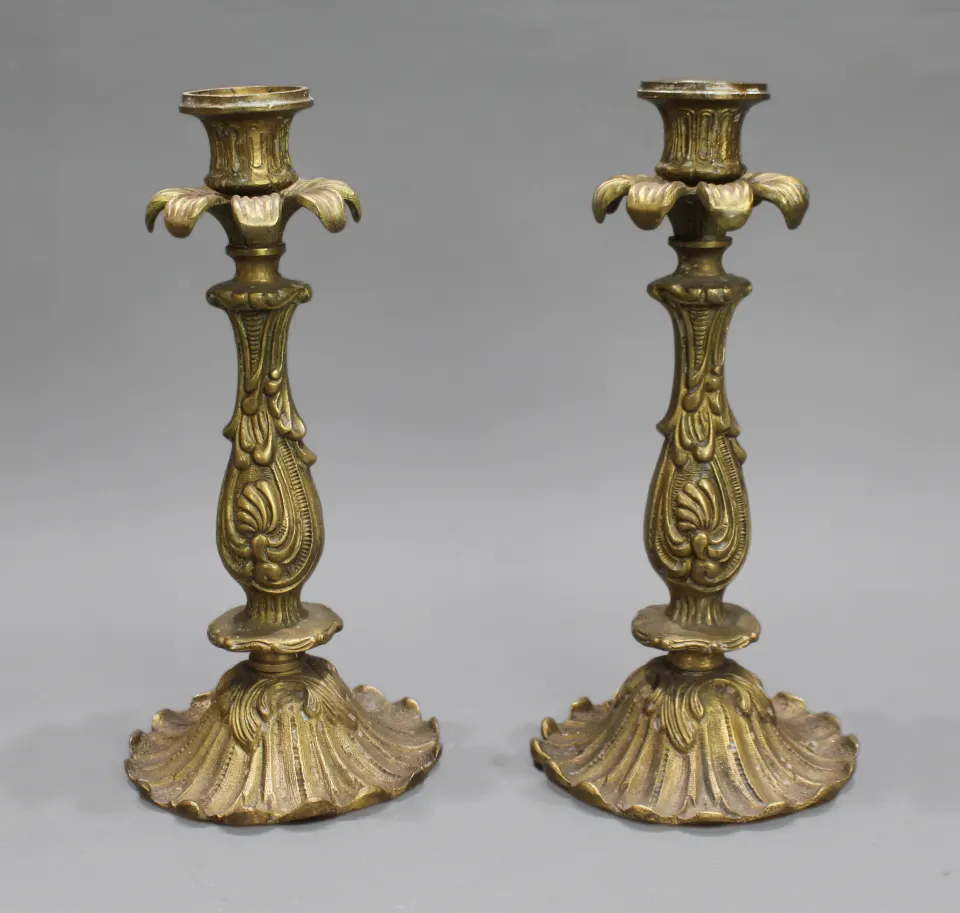 Pair of Heavy Brass Vintage Candlesticks