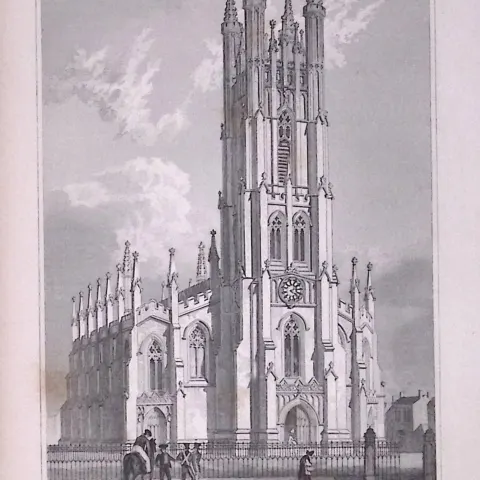 St Georges Church Hulme Manchester Antique 195 Years-Old Steel-Engraving-32