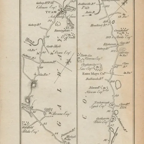 Taylor & Skinner 1777 Ireland Map Athlone Tuam Hollymount Co Mayo Co Galway.
