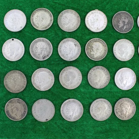 Collection of Three Pence Coins 1920-44 50% Ag