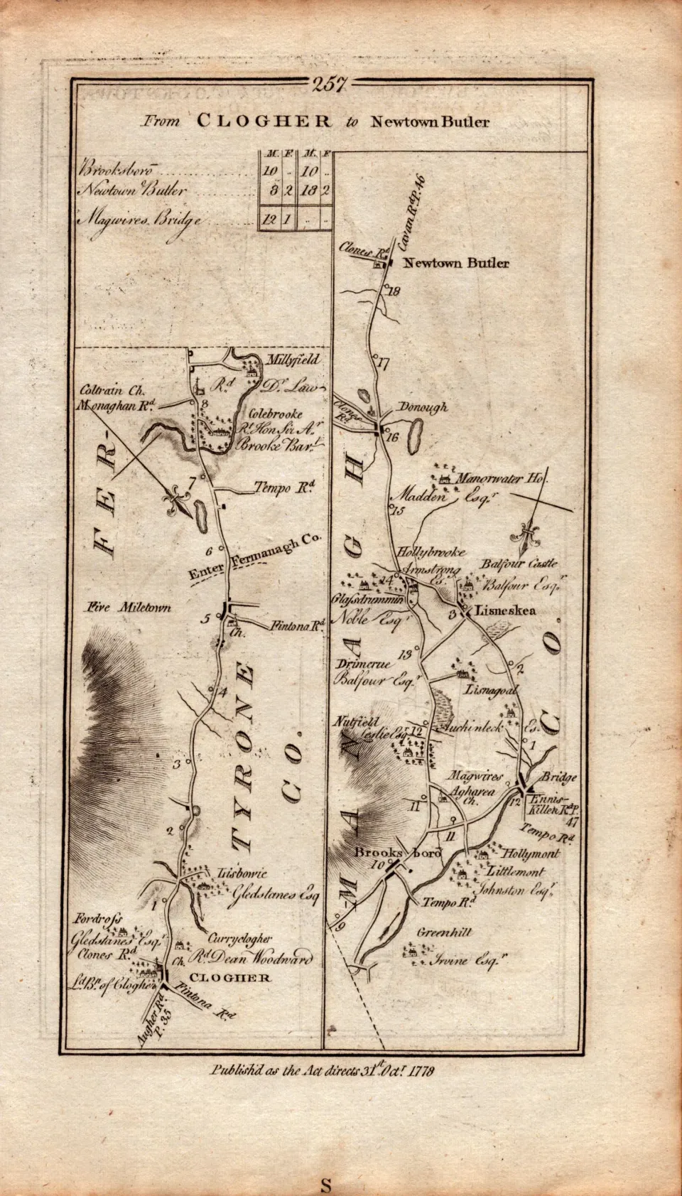 Ireland Rare Antique 1777 Map  Clogher Donagh Newtownstewart Cookstown.
