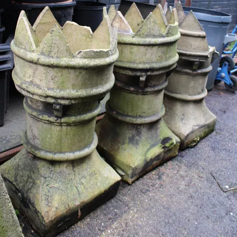Collection of 3 Castellated Terracotta Chimneys