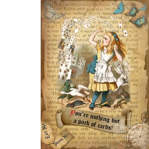 Alice In Wonderland Pack Of Cards Designed Quote Large Metal Wall Art