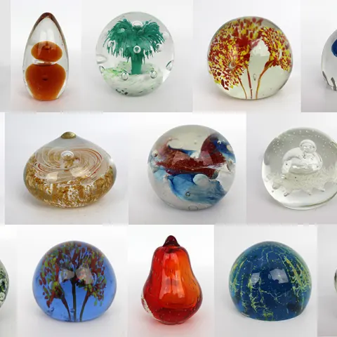 Collection of 15 Vintage Glass Paperweights