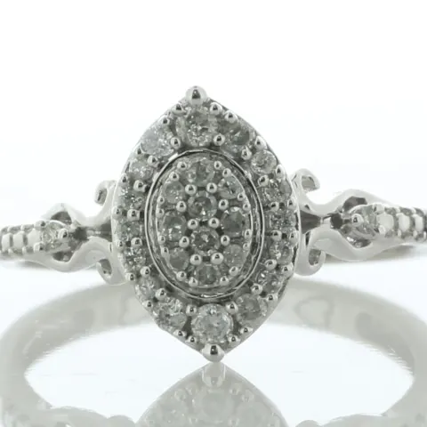 9ct White Gold Marquise Cluster Diamond Ring 0.20 Carats