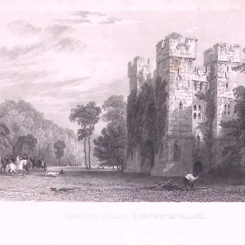 Alnwick Abbey Northumberland Antique Steel Engraving-30-TR