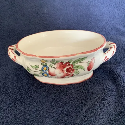 Antique French Compote, 1910, GF Fait Main, Faiences d’Art, Strasbourg