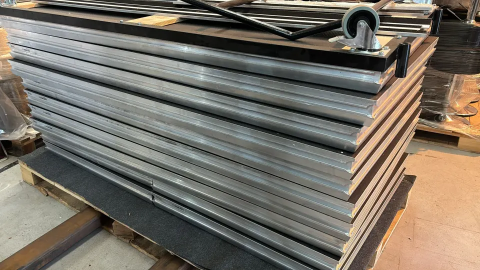 12 Pieces of Stage Deck with Side Trim and Trolley