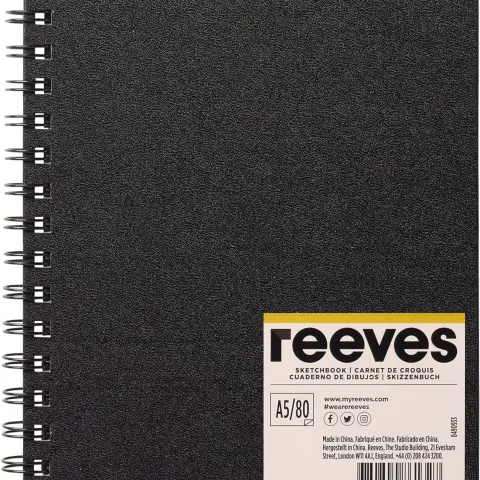 5 x Reeves Hardback Sketchbook - A5 Spiral-Bound Sketchbook with 80 Pages RRP £6.29 ea