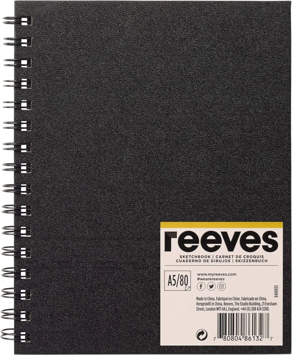 5 x Reeves Hardback Sketchbook - A5 Spiral-Bound Sketchbook with 80 Pages RRP £6.29 ea