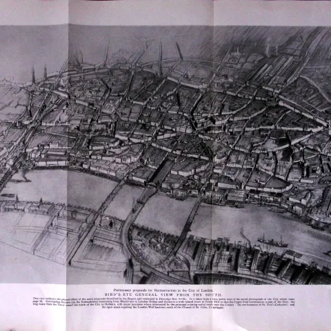 City of London Post-War Reconstruction Birds Eye View From the South 1944 Map-36.