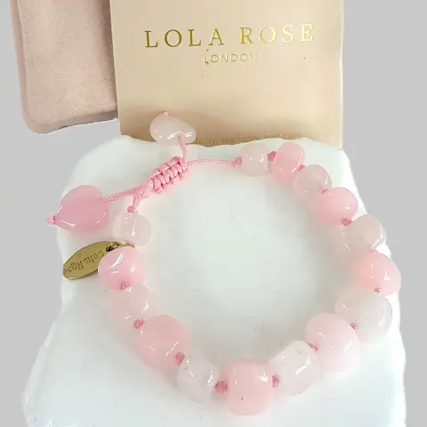 Lola Rose London Polished Rose Quartz Gemstone Bracelet 'New'