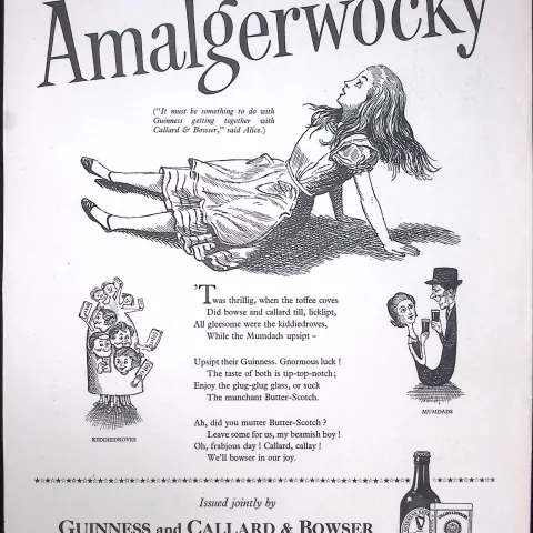 Guinness 1957 68 Years-Old Print Alice in Wonderland Amalgerwocky G.E.2944-E