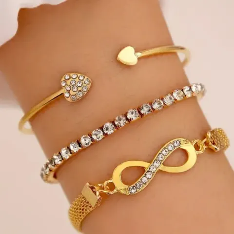 New! 3pc Set Exquisite Infinite Symbol Chain Bracelet