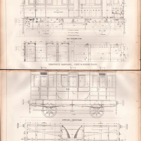 1st Class Carriage The Great Eastern Railway Antique Scarce Diagram-24.