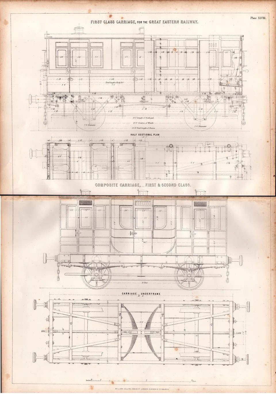 1st Class Carriage The Great Eastern Railway Antique Scarce Diagram-24.