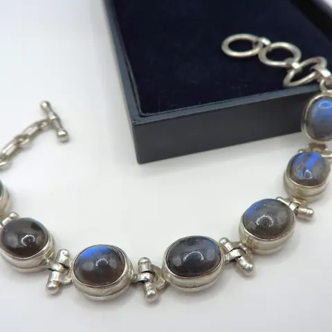 Vintage Artisan Sterling Silver Blue Labradorite Bracelet