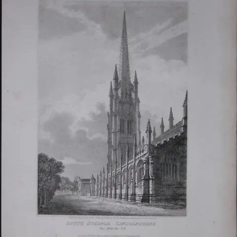 Louth Steeple Lincolnshire 190 Years-Old Rare John Britton Antique Steel Engraving-61