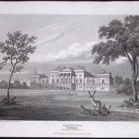 Harewood West Yorkshire Antique 213 Years-Old Steel-Engraving-31
