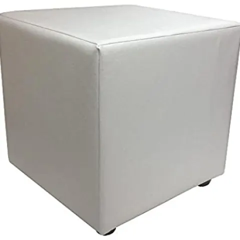 Cube Seating Pouffe, White Faux Leather RRP 69.99
