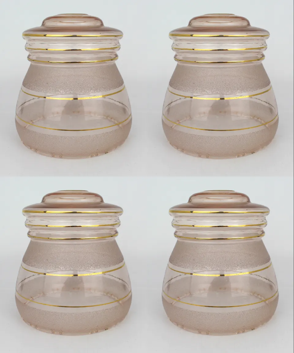 4 x Turned Pink Glass Lampshades