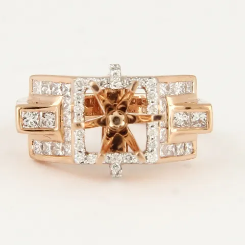 14 K / 585 Rose Gold Diamond Ring - Center stone unmounted