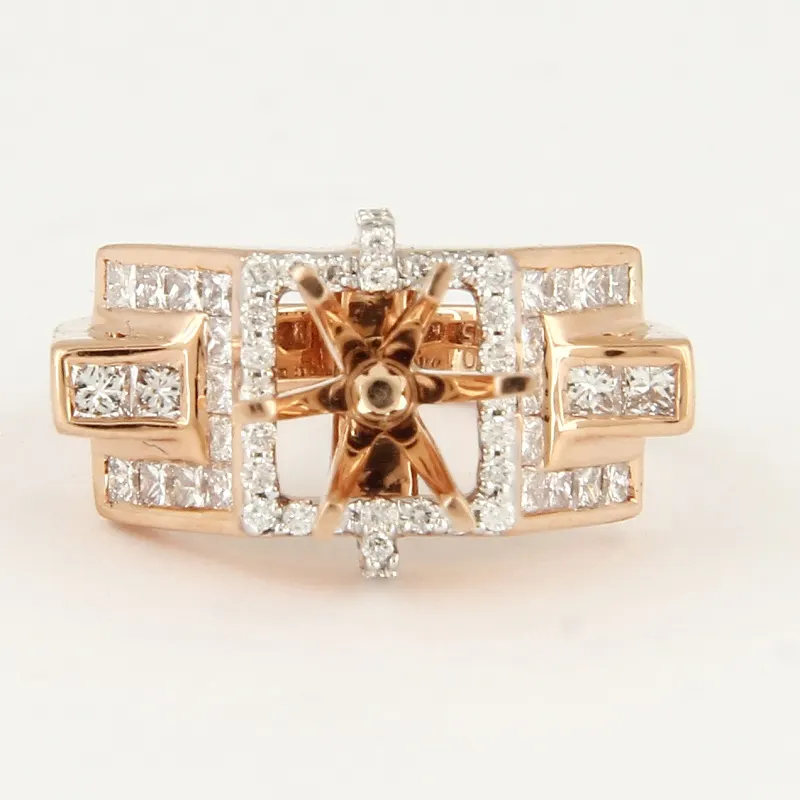 14 K / 585 Rose Gold Diamond Ring - Center stone unmounted