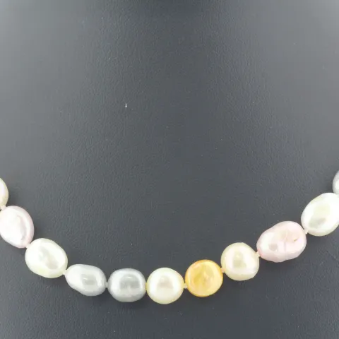 18 Inch Freshwater Baroque Shaped Cultured 8.0 - 8.5mm Pearl Necklace With Gold Plated Clasp