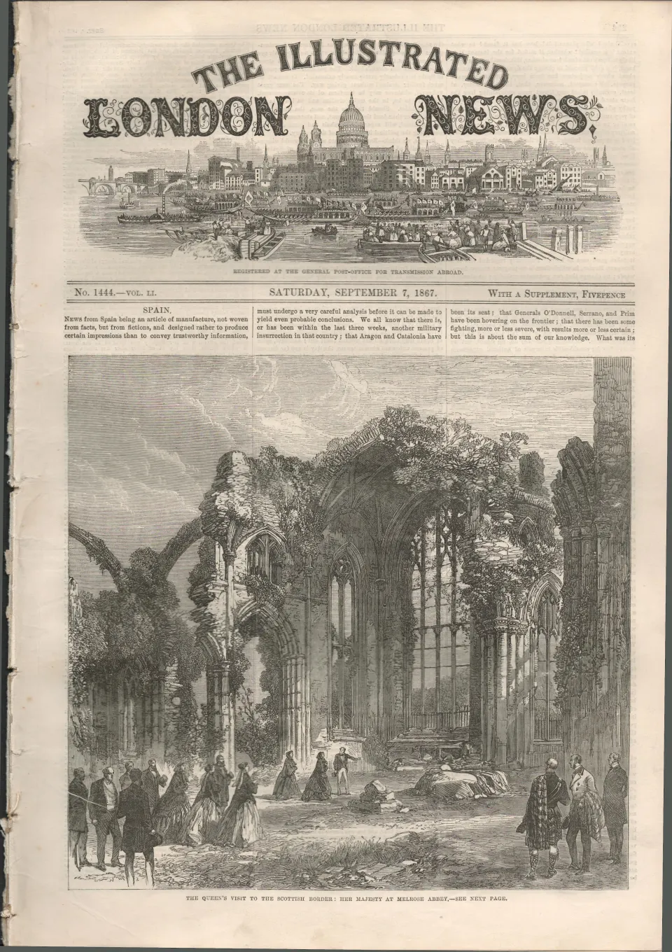 Queen Victoria 1867  Visit to the Scottish Borders and Dundee Newspaper