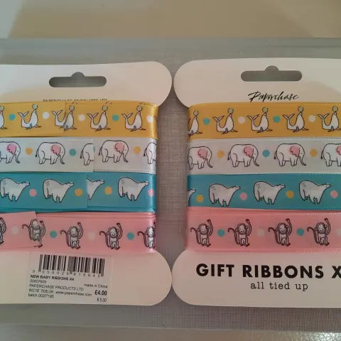 Baby ribbons from Paperchase.  12 Packs of 4 different colours