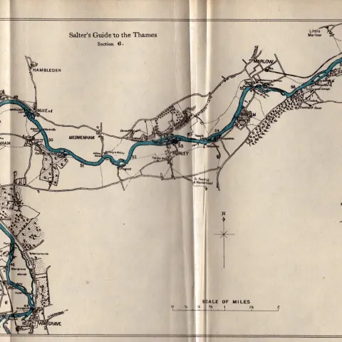 Salters Guide To The Thames No 6 Antique Coloured George V Map.