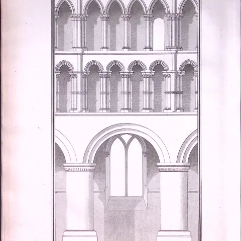 Chester Nave of St Johns Church Antique 216-Year-Old Copperplate Print-11-TR