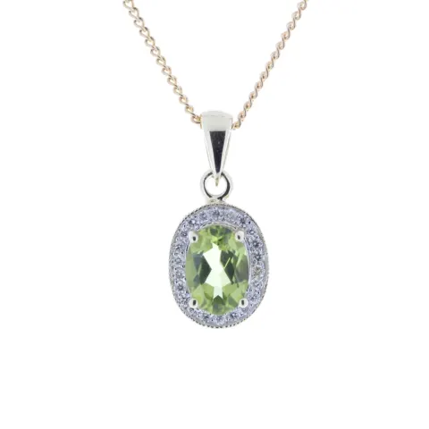 9ct Yellow Gold Diamond And Peridot Pendant 0.11