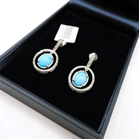 Sterling Silver Turquoise Earrings New With Gift Pouch